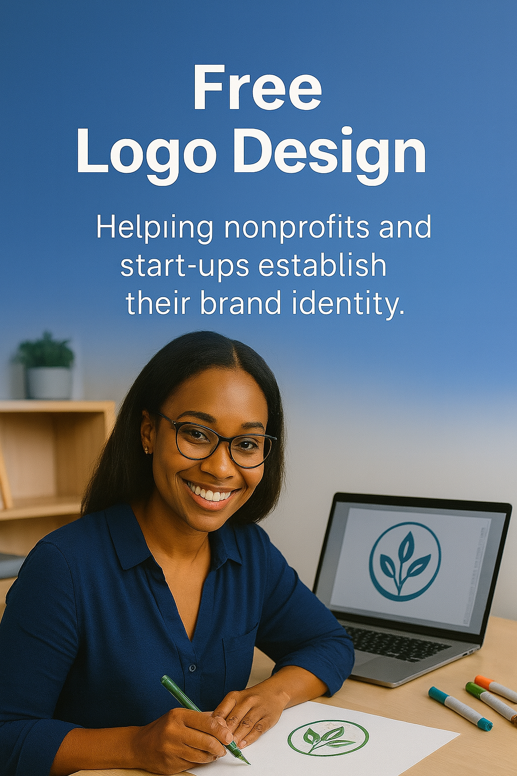 Designer creating a logo for a nonprofit